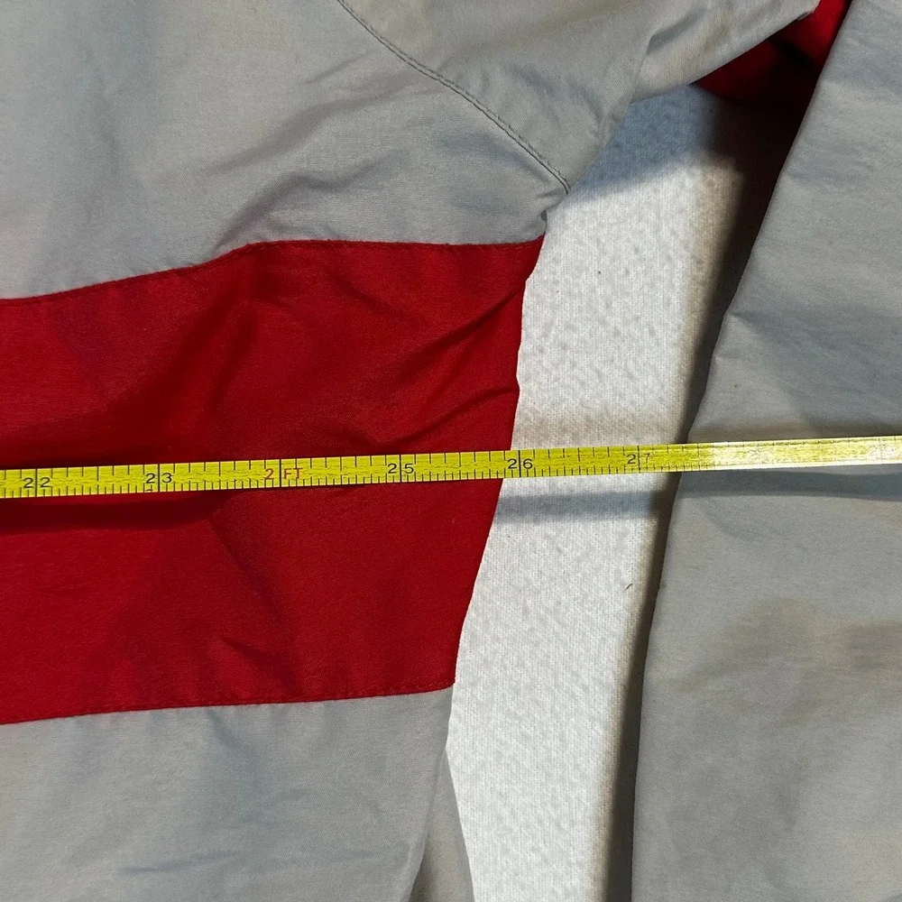 Vintage Fide Ports Mens XL Windbreaker Jacket Grey Red Colorblock Full Zip Core - Picture 3 of 4